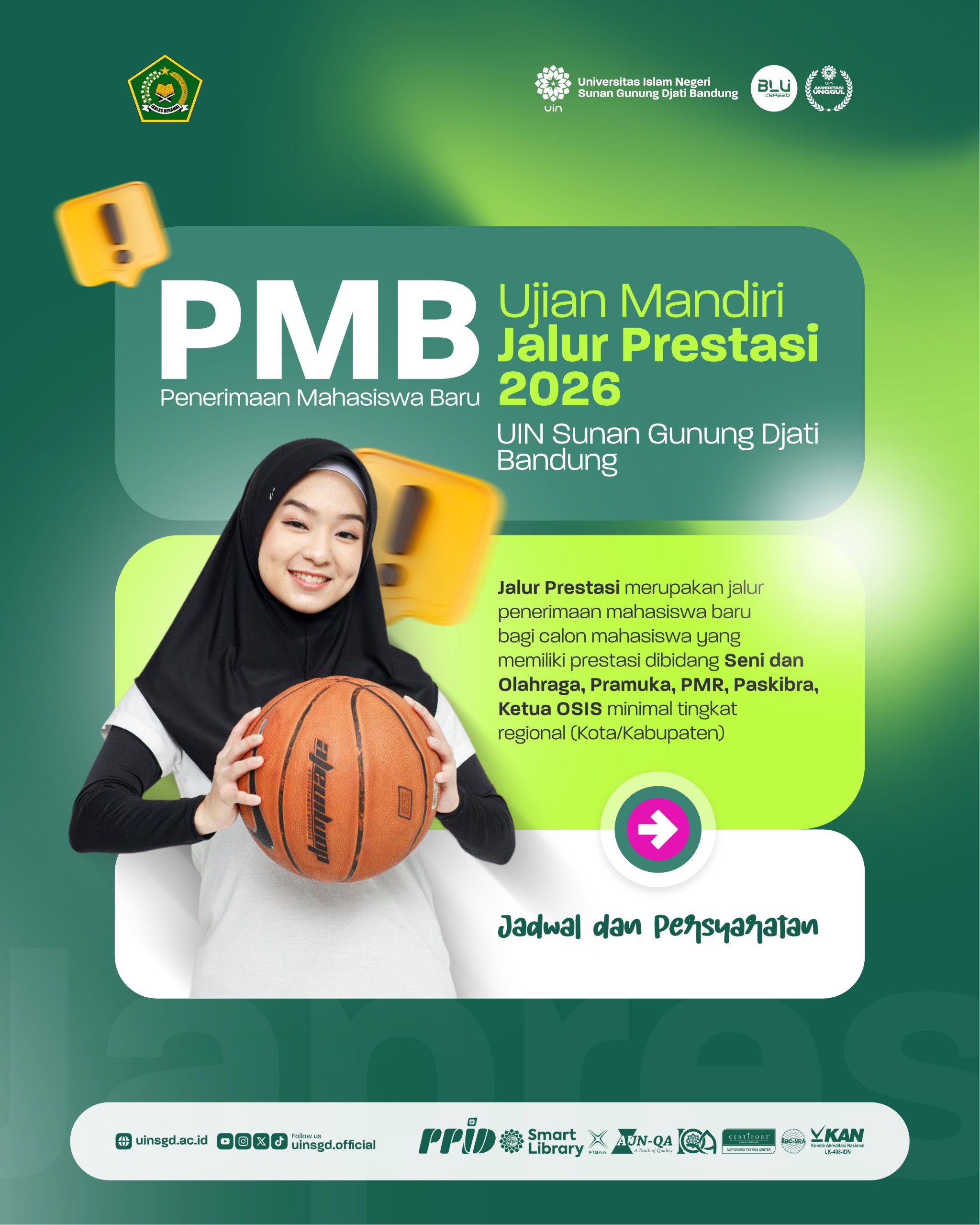 UIN Bandung Buka Jalur Prestasi PMB 2026 untuk Siswa Berbakat Seni, Olahraga, dan Organisasi