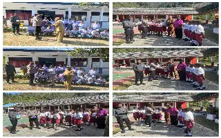 Dukung Tumbuh Kembang Pelajar di Miyambow, Kapolres Pegunungan Arfak Salurkan Bantuan Sarana Olahraga