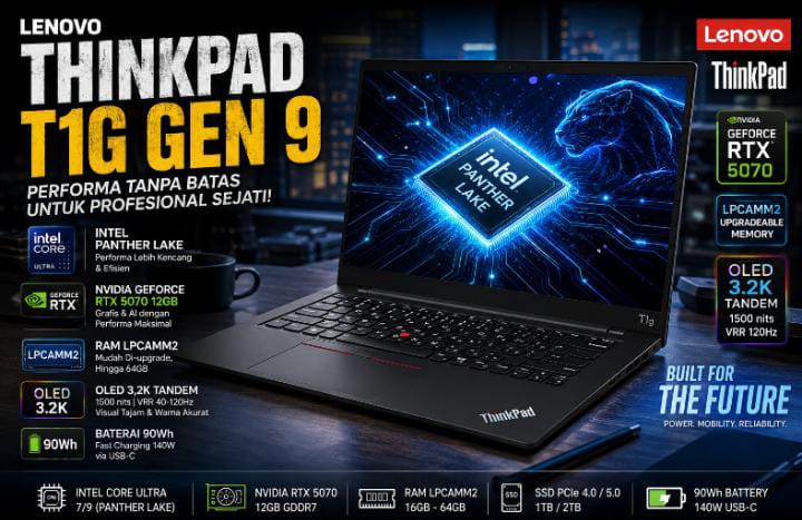 Lenovo ThinkPad T14 Gen 9 Hadir dengan Performa AI Mutakhir dan Inovasi RAM Fleksibel