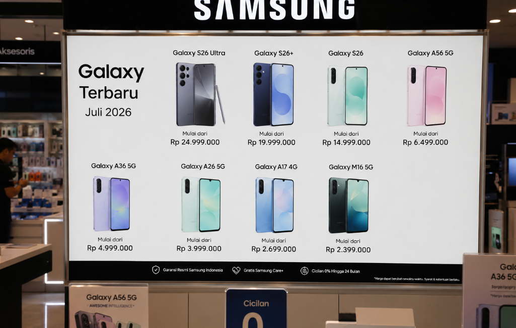 Update Harga Smartphone Samsung Edisi Juli 2026: Rekomendasi Perangkat dari Entry hingga High Level