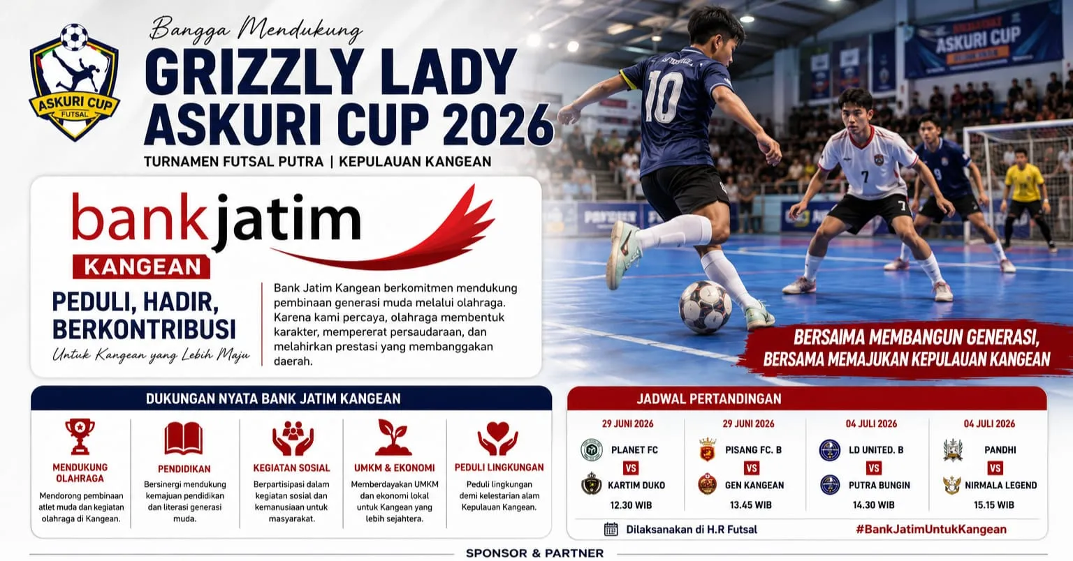 Dorong Potensi Atlet Muda, Bank Jatim Cabang Kangean Sponsori Grizzly Lady Askuri Cup 2026